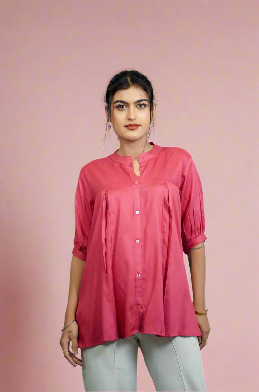 Fabric Texture of Dark Peach colour Rayon Top