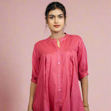 Fabric Texture of Dark Peach colour Rayon Top