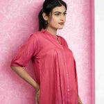 Dark Peach colour Rayon Top with Half Sleeves – Side View