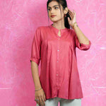 Dark Peach colour Rayon Pleated Top