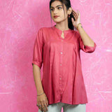Dark Peach colour Rayon Pleated Top