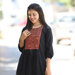 Black Rayon Embroidered Aline Kurta – Front View