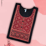 Black Unstitched Kurta Material – Hand Embroidery