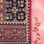 Maroon Kurta Fabric – Embroidery Block Printed Close-Up