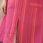 Pink Striped Cotton Kurti – Front Detail